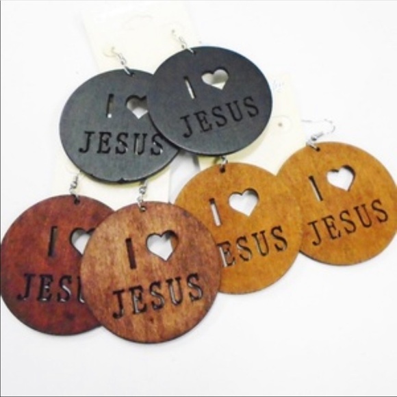 Jewelry - 🆑Clearance ‼️Final price drop   I Love Jesus Wood Earrings